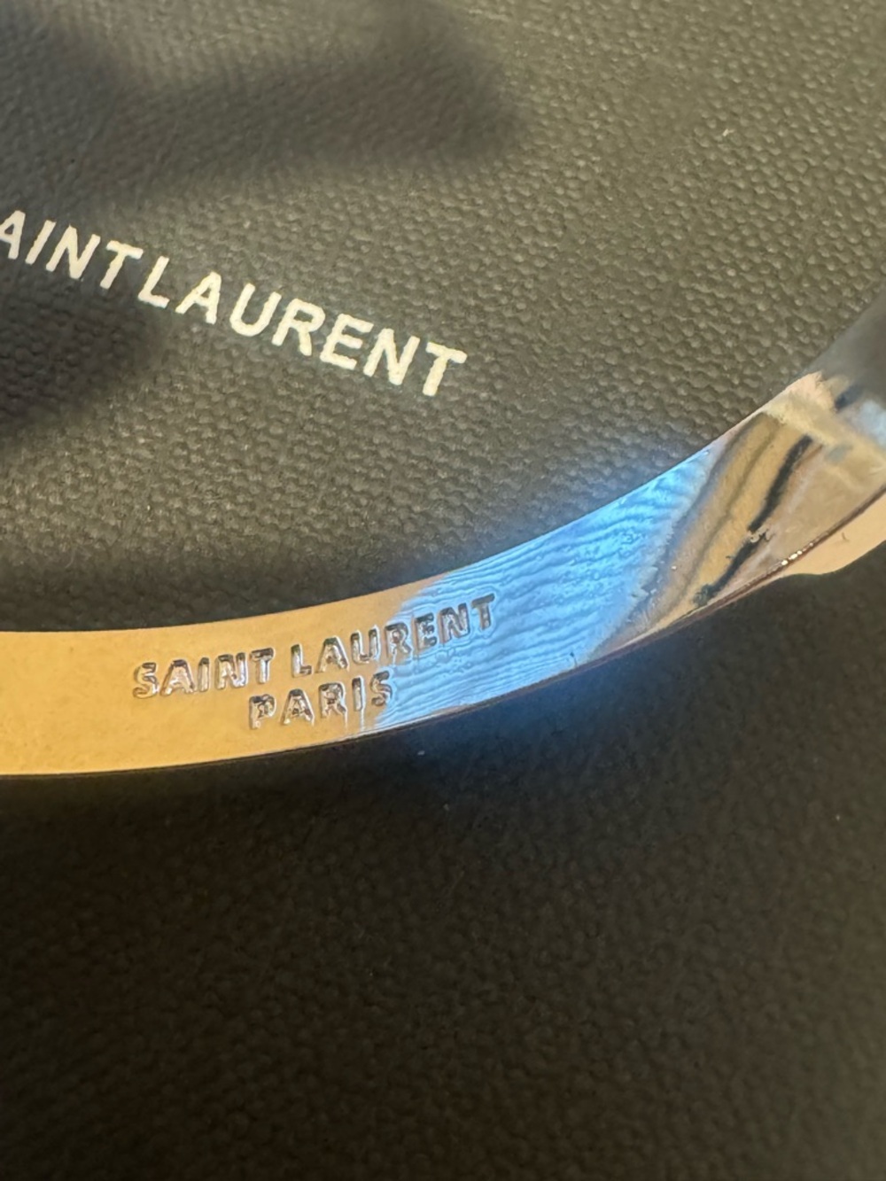 Saint Laurent Silver Crystal Logo Pavé Bracelet - Picture 12 of 13